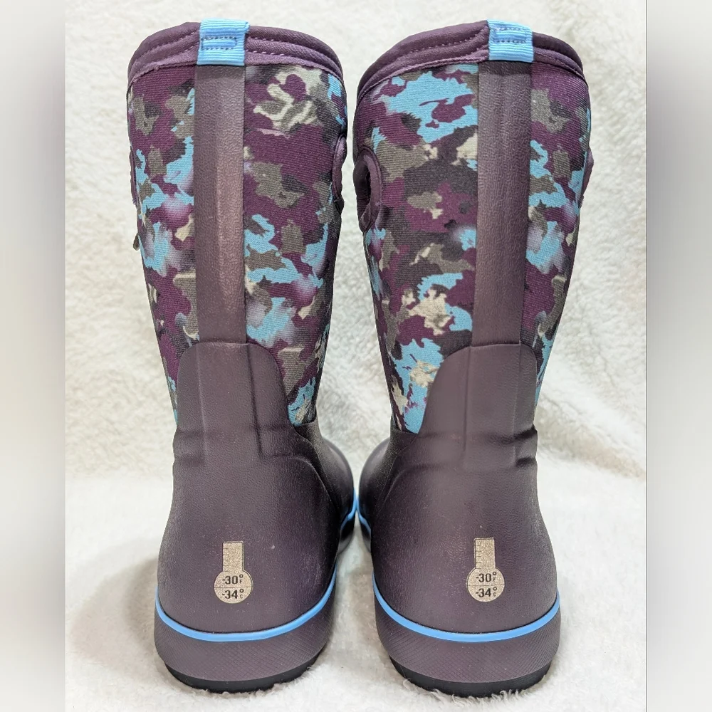 NWOT Bogs Kids Classic II Rain Snow Waterproof Boot Purple Camo Youth sz 3